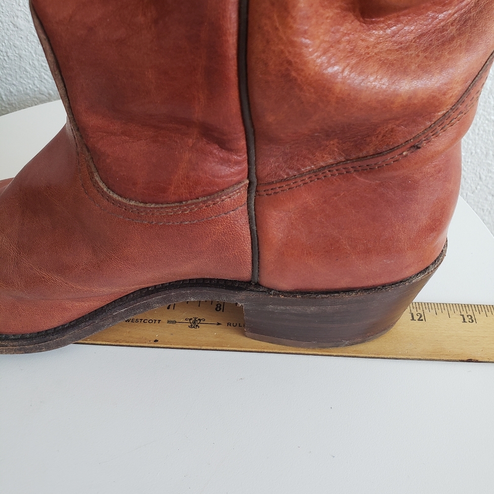 Frye Chestnut Brown Leather Western Pull-On Boots - Picture 9 of 15